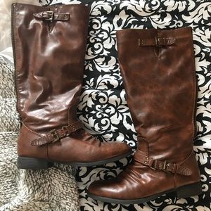 Leather riding boots, size 7, brown